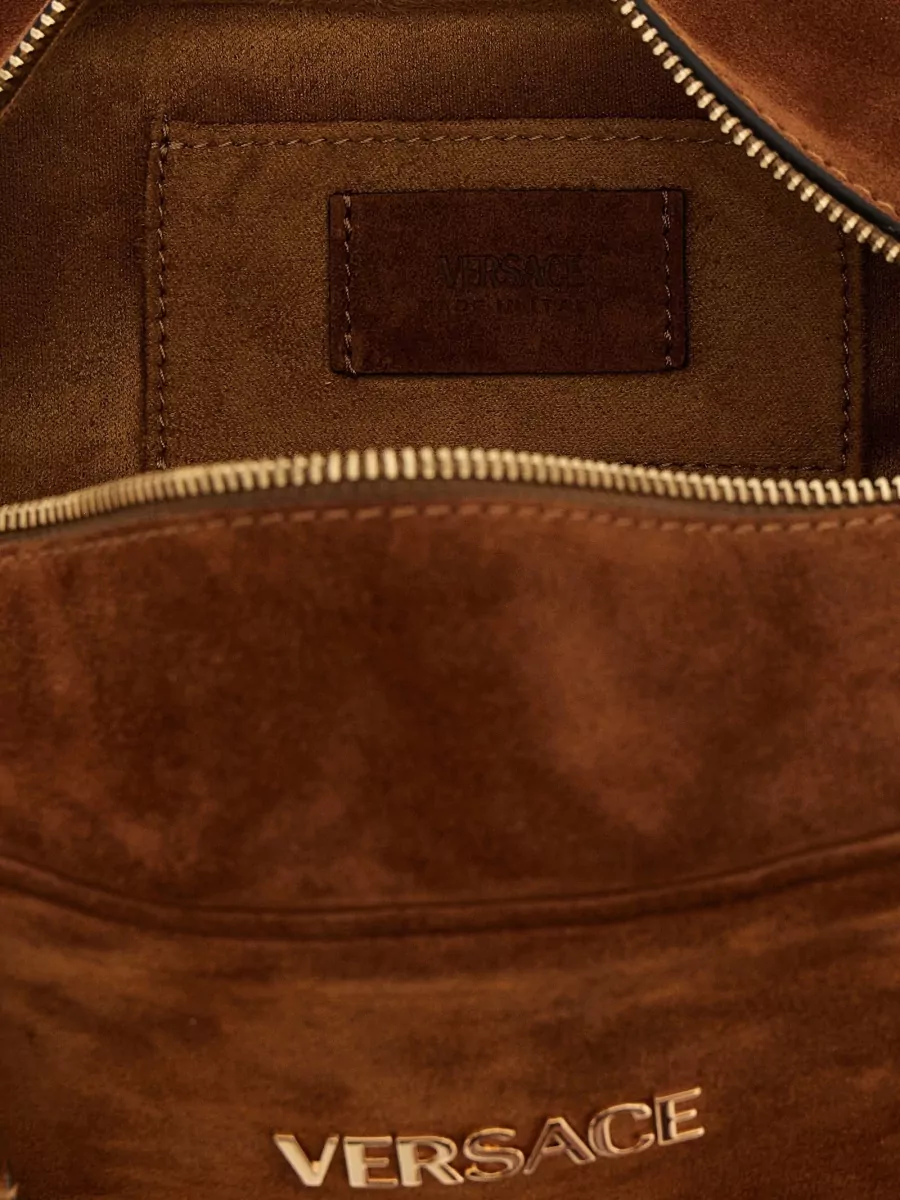 Versace Shoulder Bag Suede Finish Double Handles