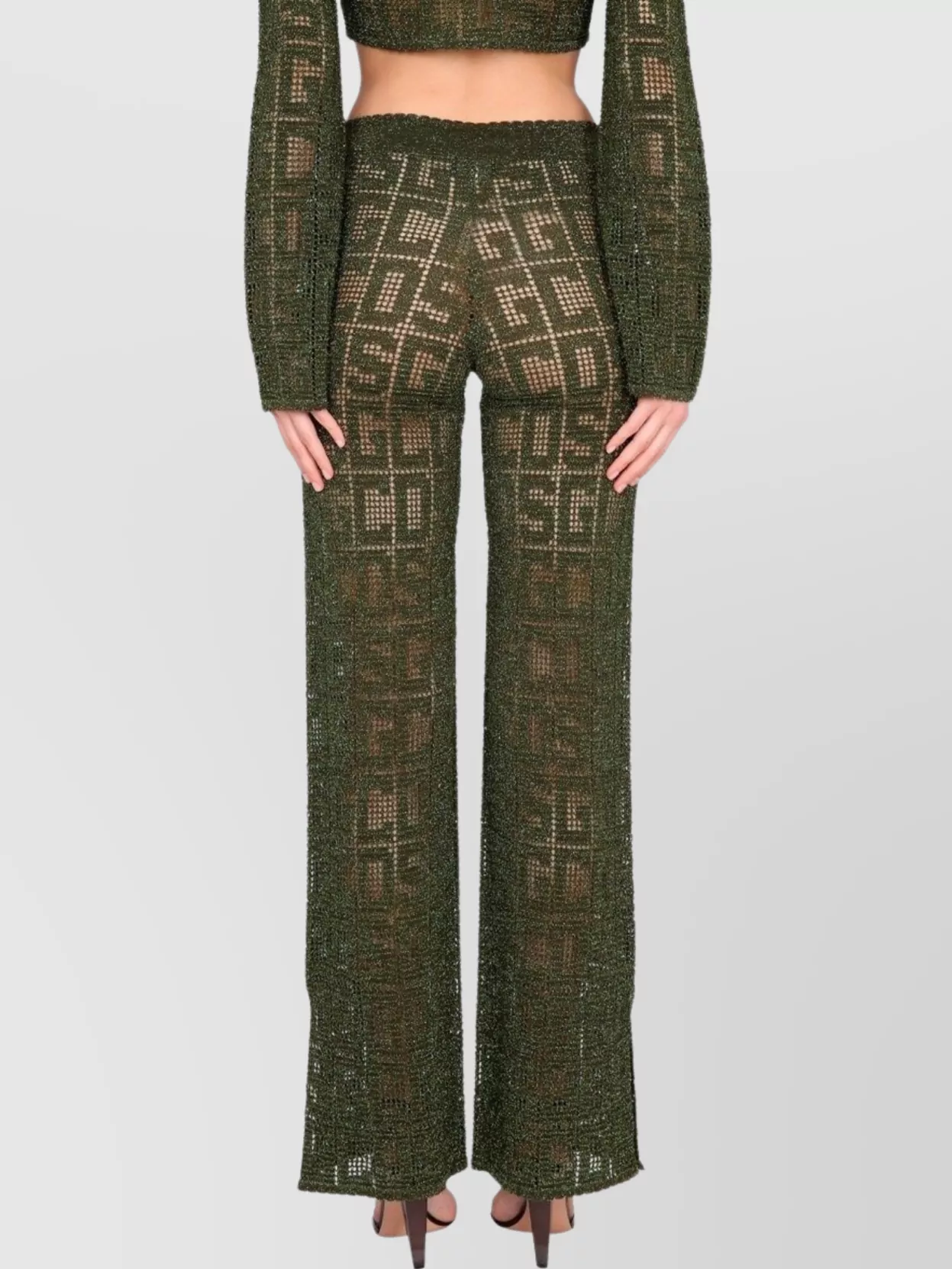 GCDS GEOMETRIC DRAWSTRING WAIST SHEER PANTS