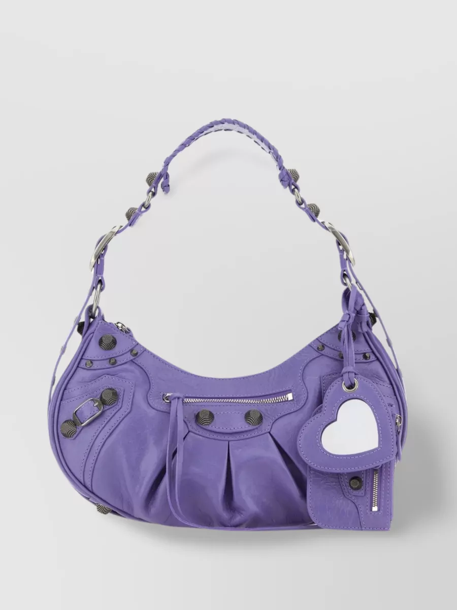 Shop Balenciaga Le Cagole S Lamb Leather Shoulder Bag In Purple