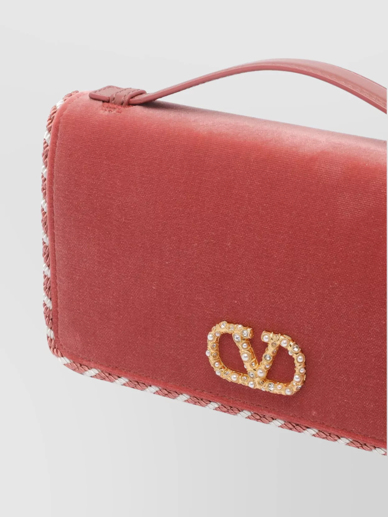 Valentino Velvet Rectangular Shoulder Bag With Top Handle