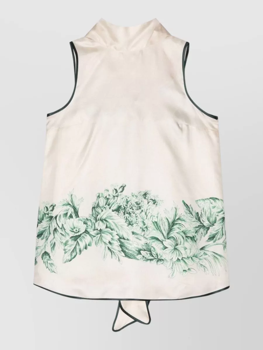 F.r.s For Restless Sleepers Silk Satin Floral-Print Sleeveless Halterneck Blouse