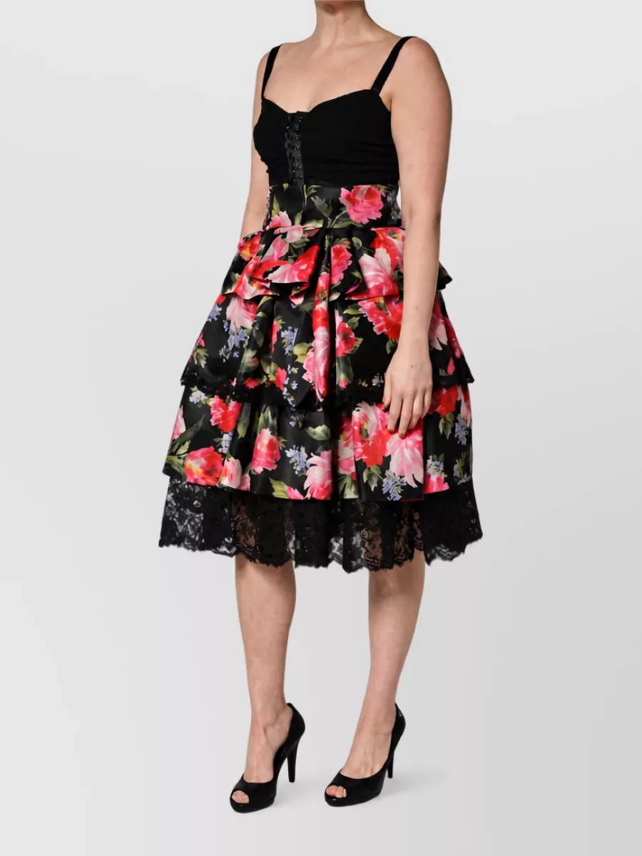 Dolce&Gabbana Floral-Print Fitted Skirt