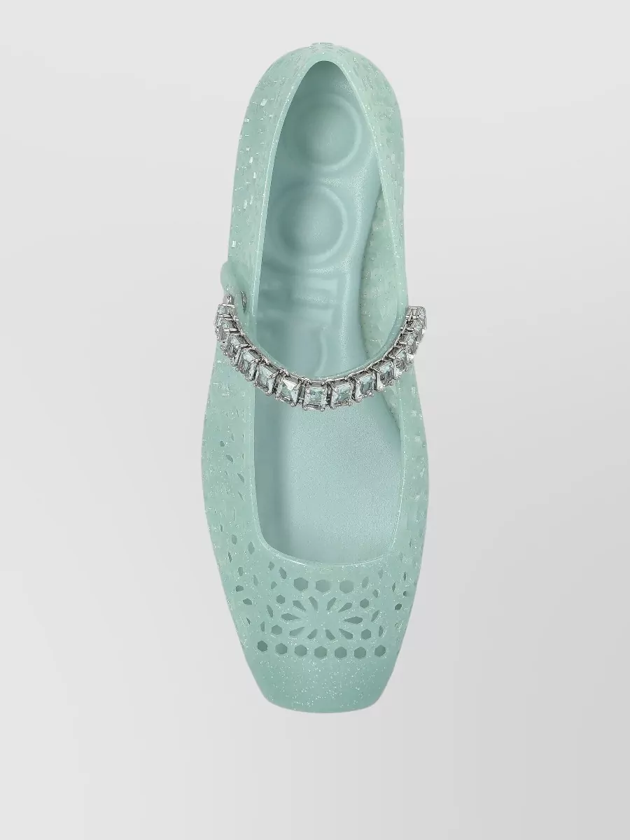 Jimmy Choo Crystal Embellished Jelly Ballerina Shoes