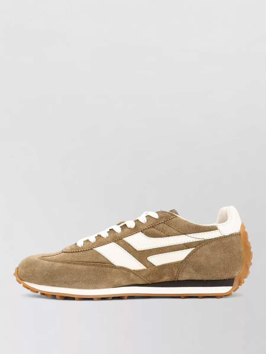 Tom Ford Sneakers Contrast Stripes Rubber Sole Suede Panels
