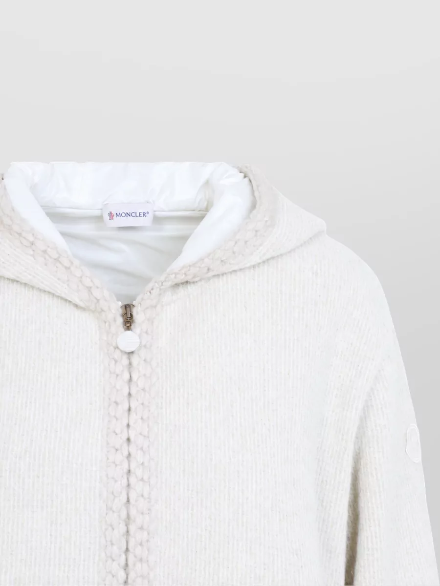 Moncler Hooded Zip-Up Fine-Knit Cardigan