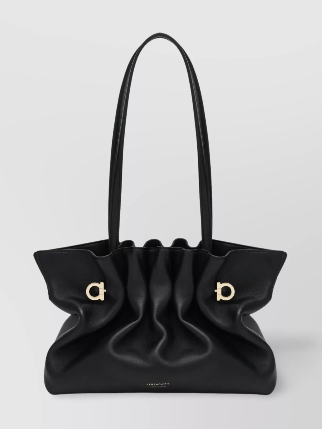 Ferragamo Medium Pleated Nappa Leather Shoulder Bag In Multi