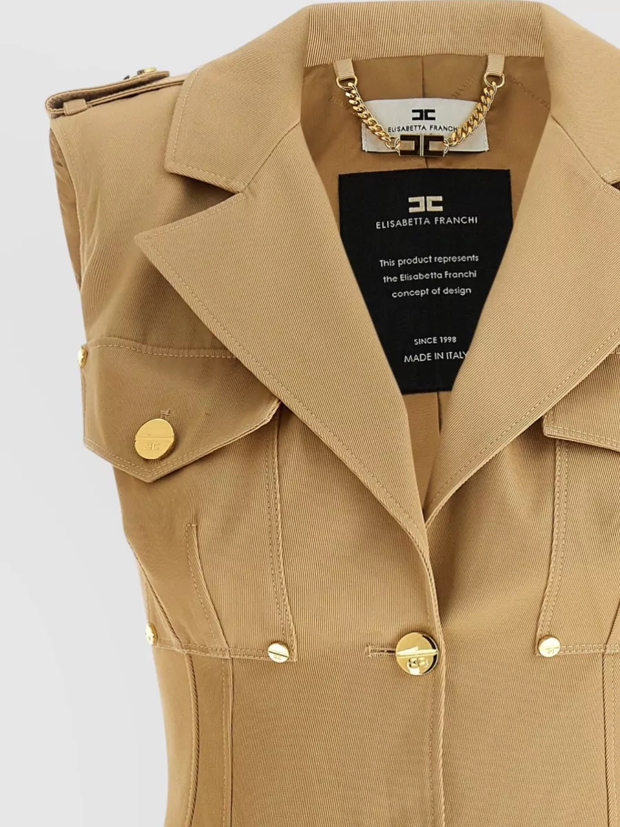 Elisabetta Franchi Double Breasted Dress Gold Tone Buttons