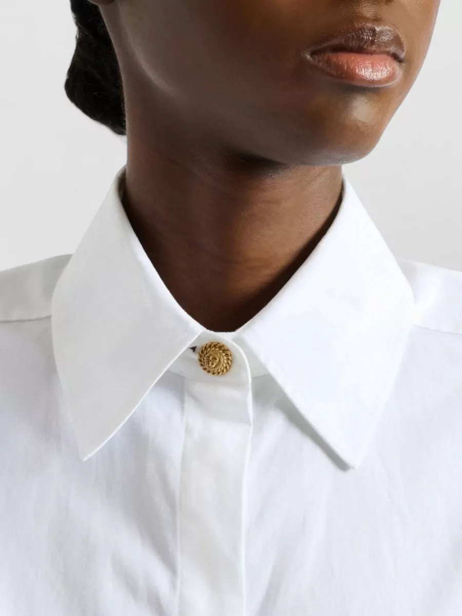 Balmain Cotton Poplin Straight-Fit Long-Sleeve Shirt