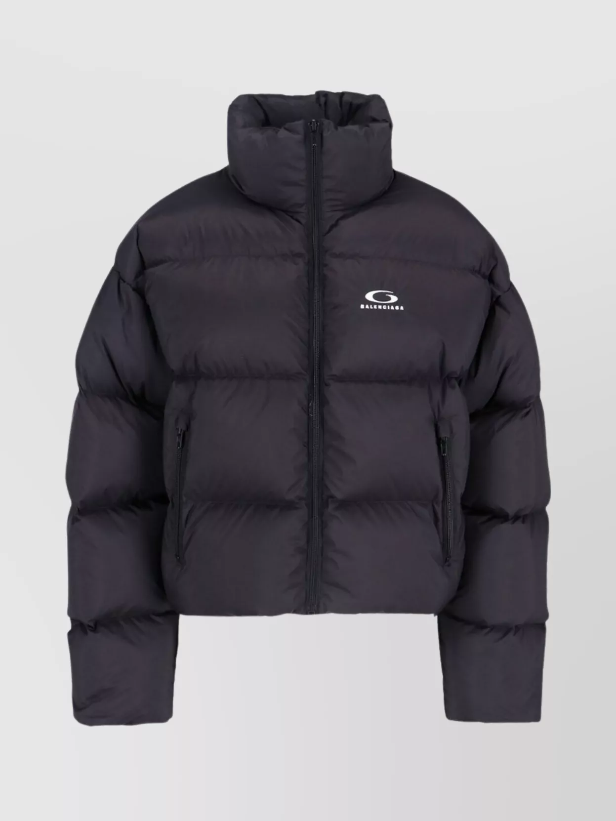 Balenciaga Quilted Jacket With High Collar And Pockets In Black