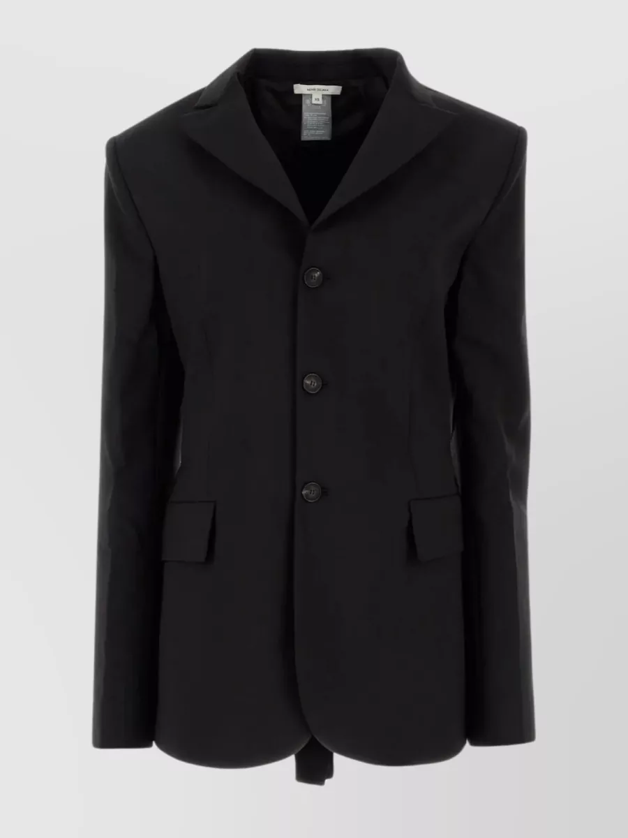 Shop Nensi Dojaka Tailored Wool Blazer With Waist Tie And Back Slit In Black