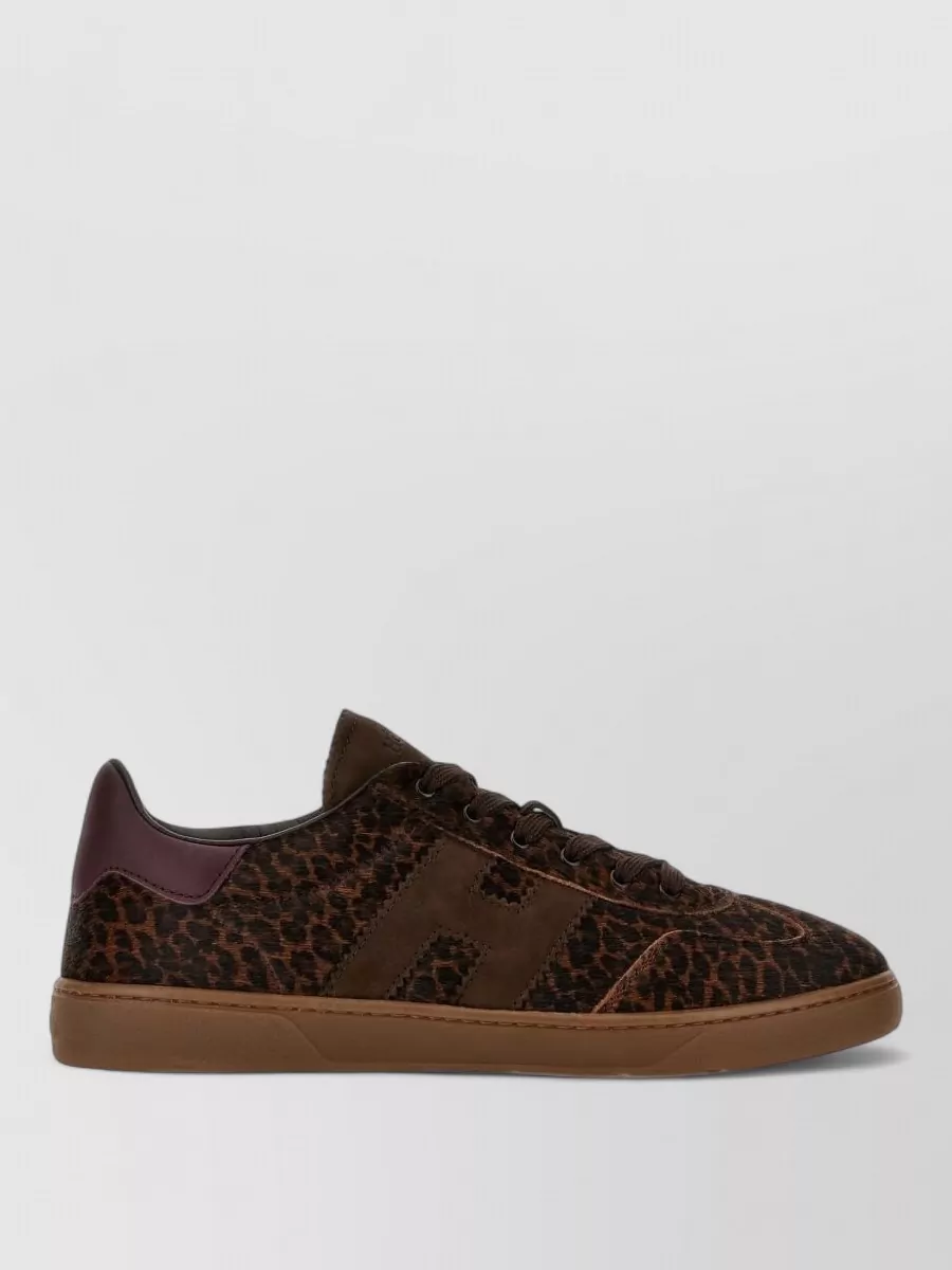 Hogan Leather Leopard-Print Lace-Up Sneakers