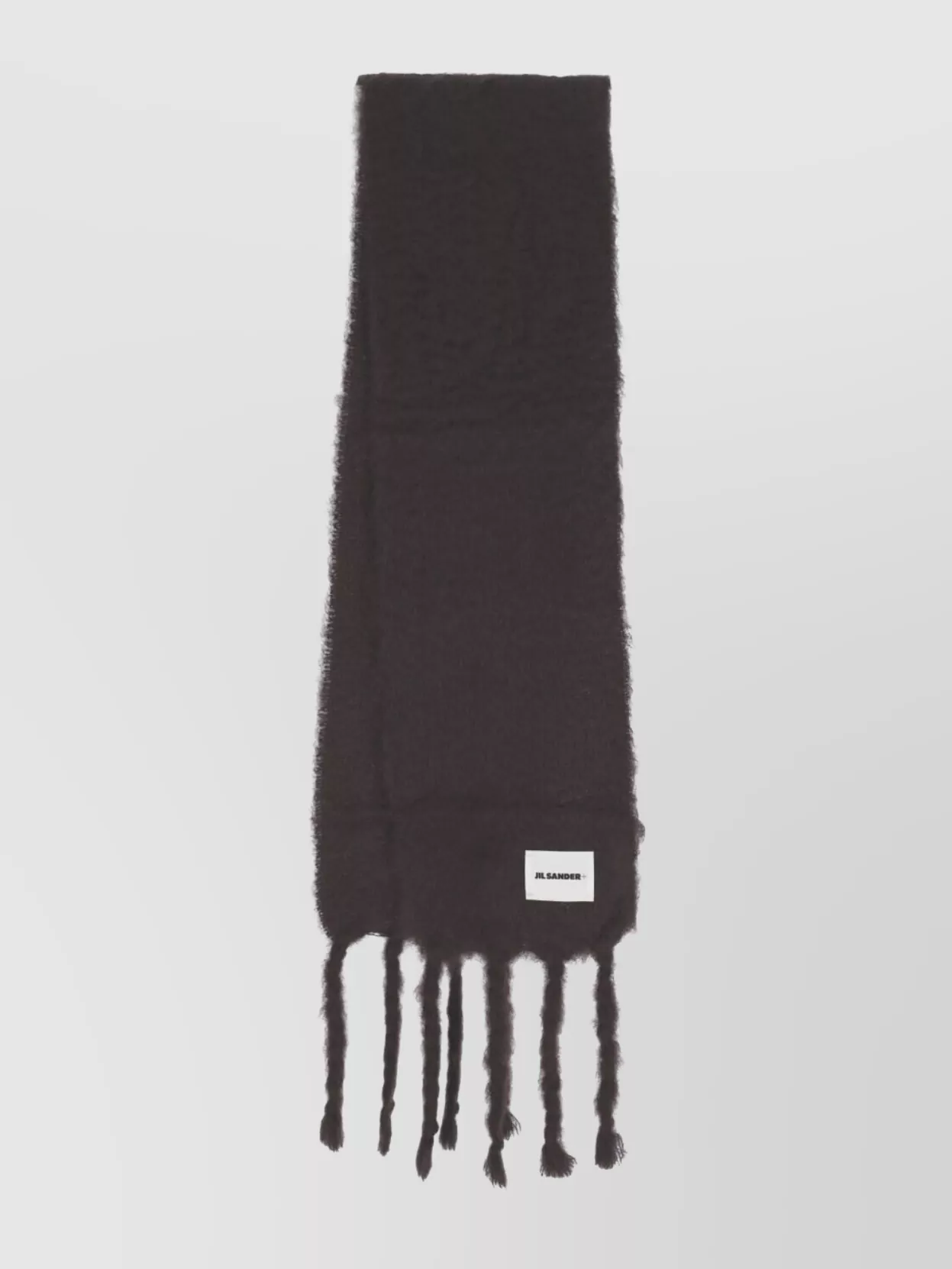 Jil Sander Luxurious Soft Fringed Scarf Accessory In Black