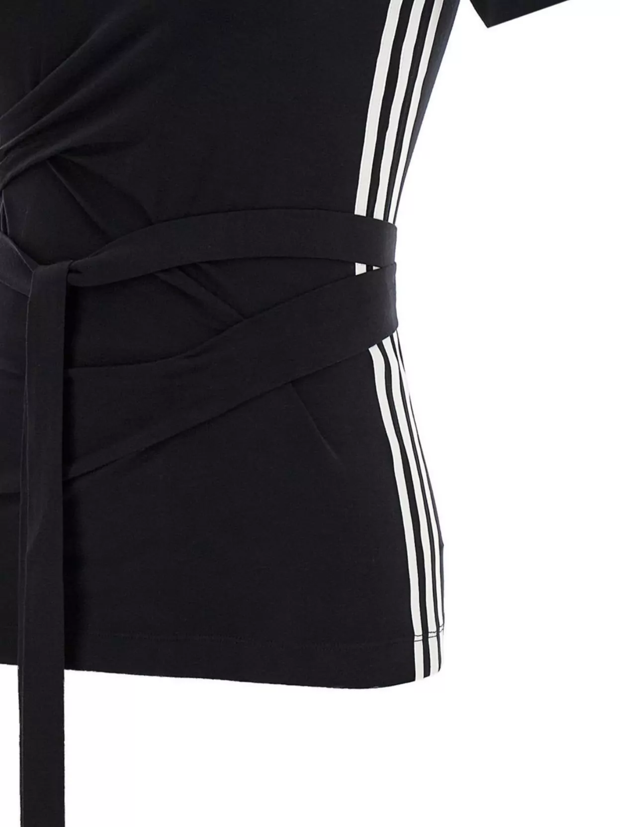 Shop Y-3 Crew Neck T-shirt With Waist Tie And Side Stripe