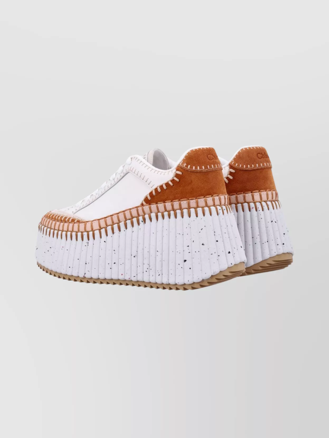 Chloé Chloe Nama Panelled Leather Flatform Sneakers In White