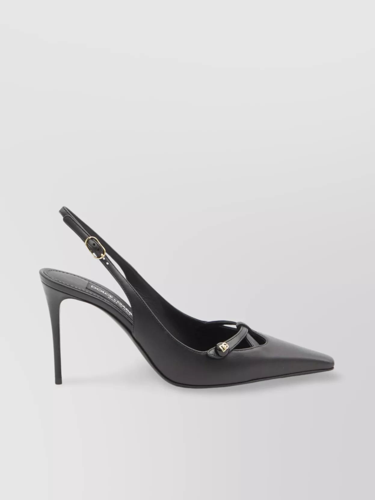 Dolce & Gabbana Logo Slingback Pumps With Cut-out Upper In Metallic