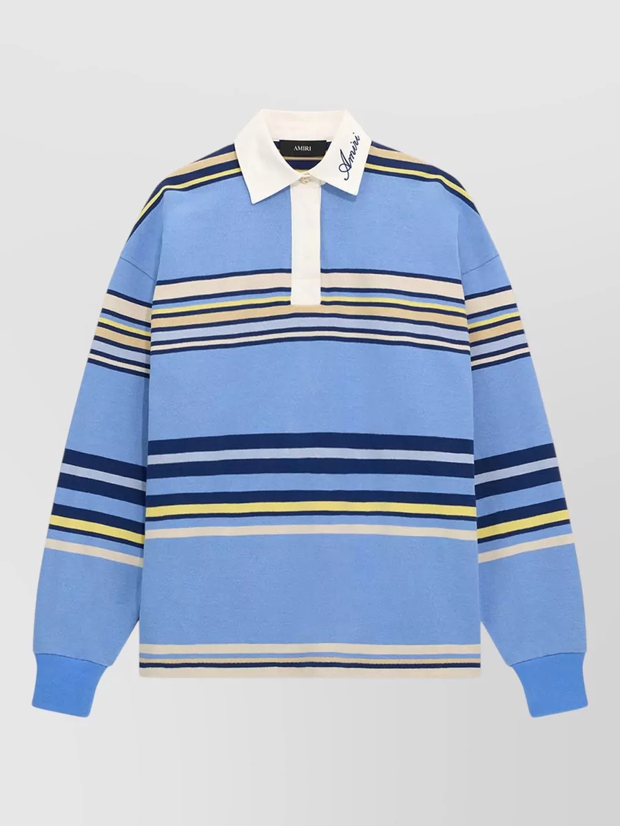Amiri striped oversized long-sleeve polo shirt