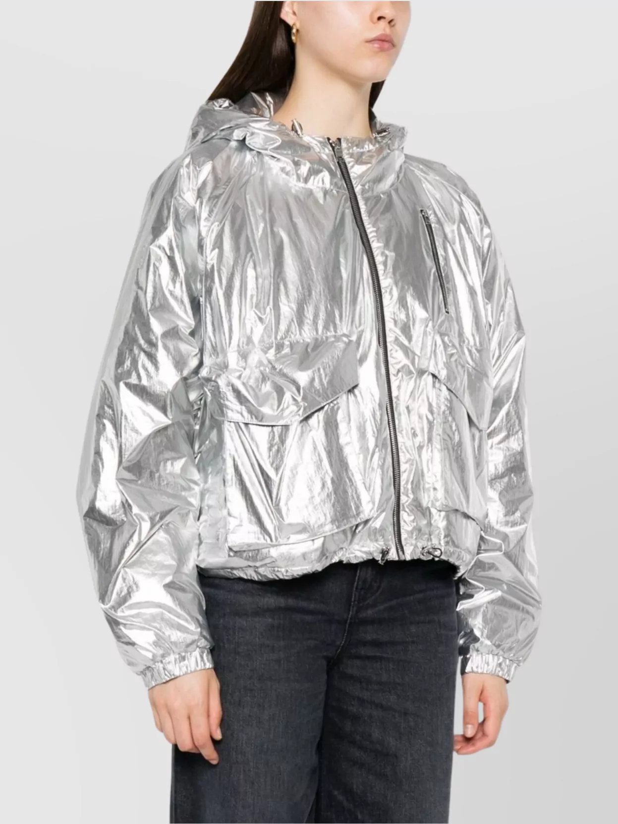 Iro Metallic Hooded Bomber Jacket