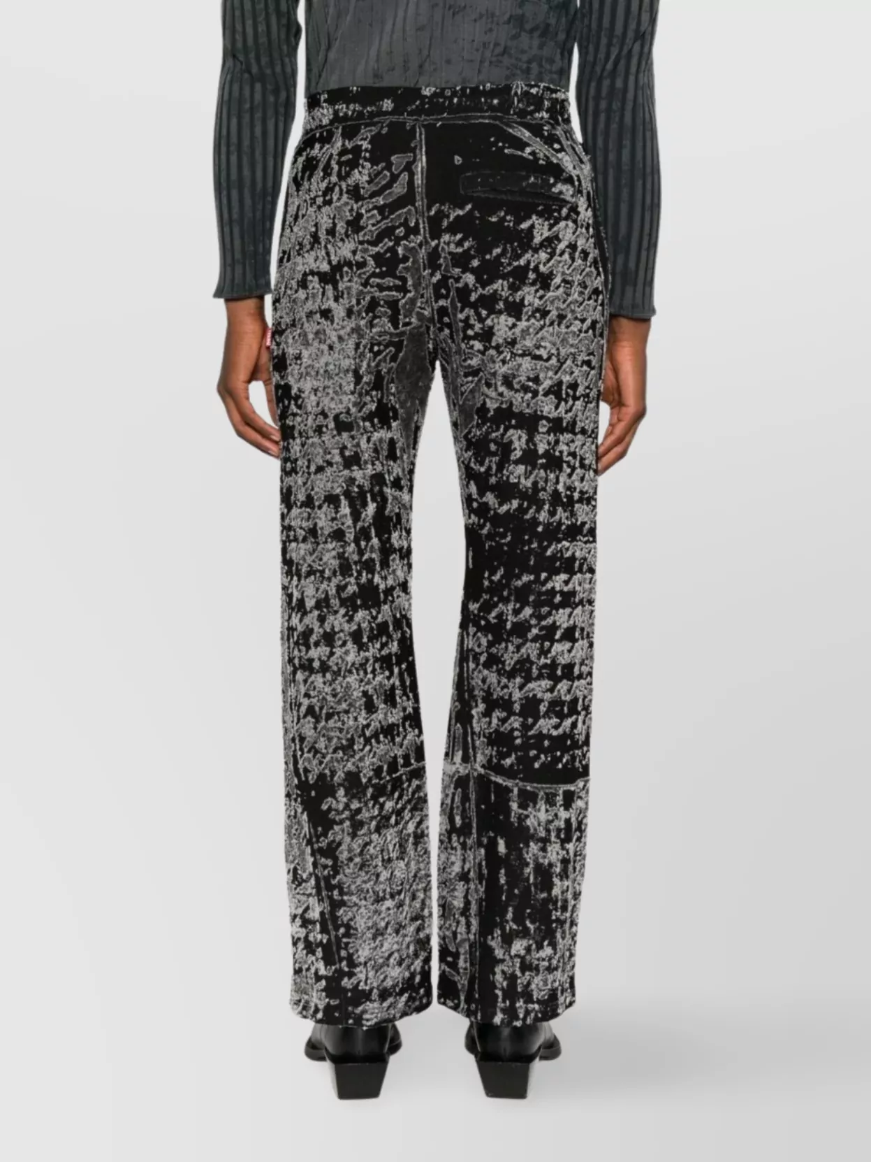 Diesel Wide Leg Velvet Trousers With Side Pockets