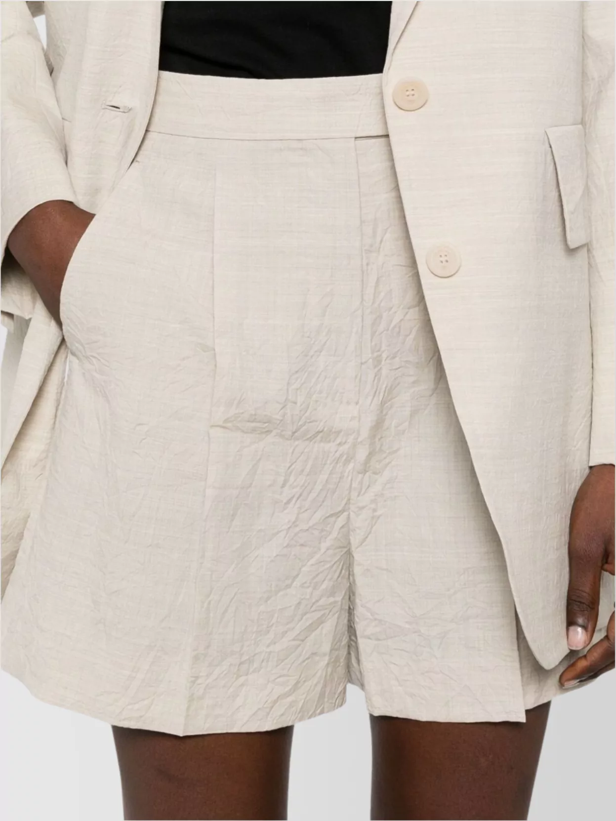 Max Mara Wool Pleated Shorts Button Detailing