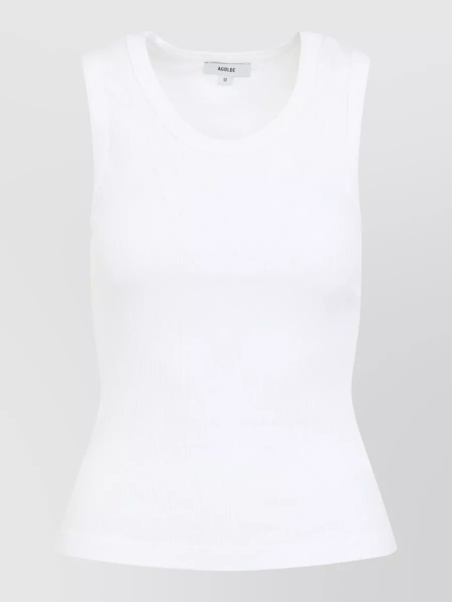 Agolde Poppy Ribbed Tank Top Round Neck In White