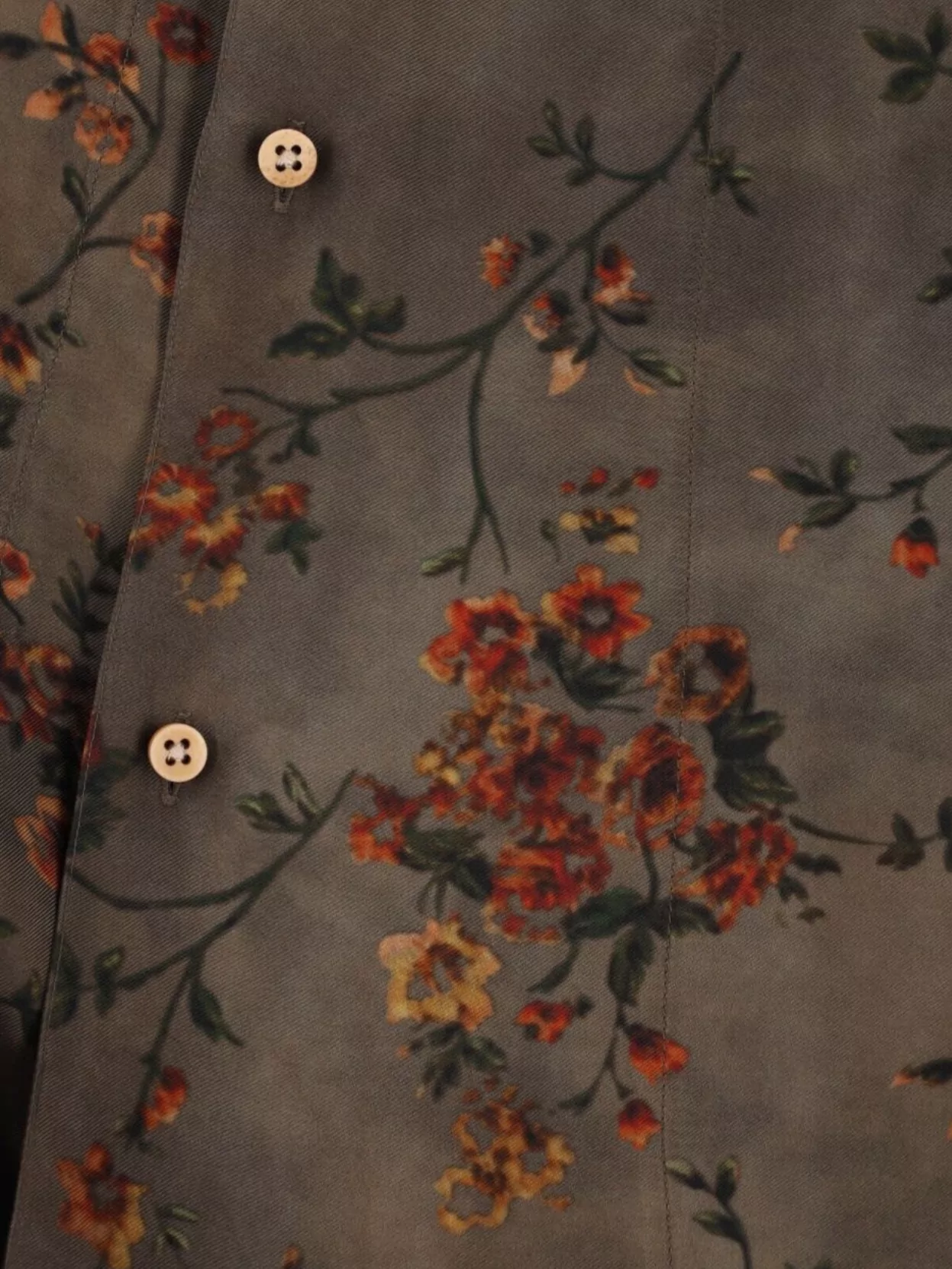 Uma Wang Brown Twill Tyesha Printed Shirt