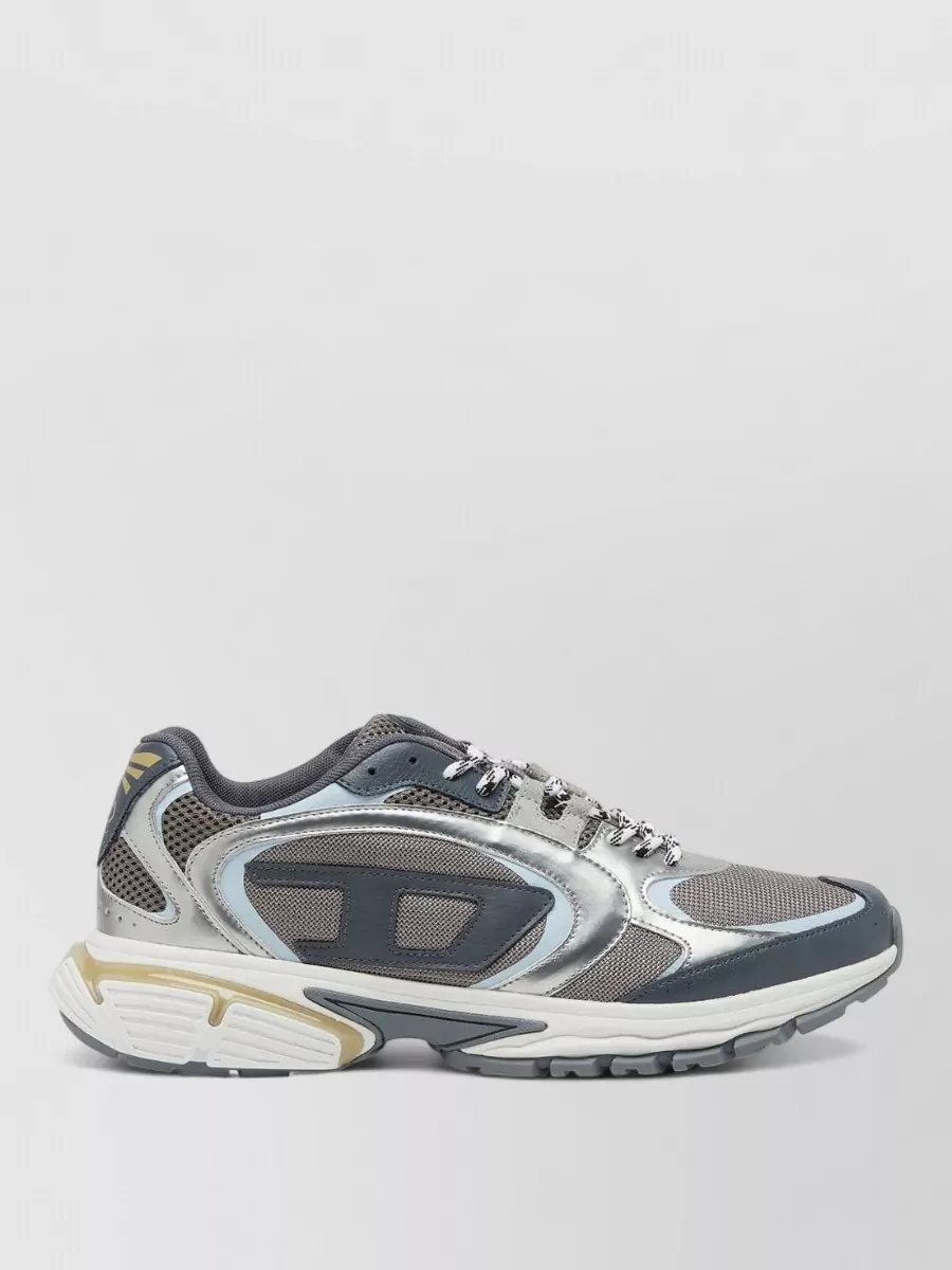 Diesel Low Top Sneakers Mesh Panels Metallic Overlays Rubber Sole