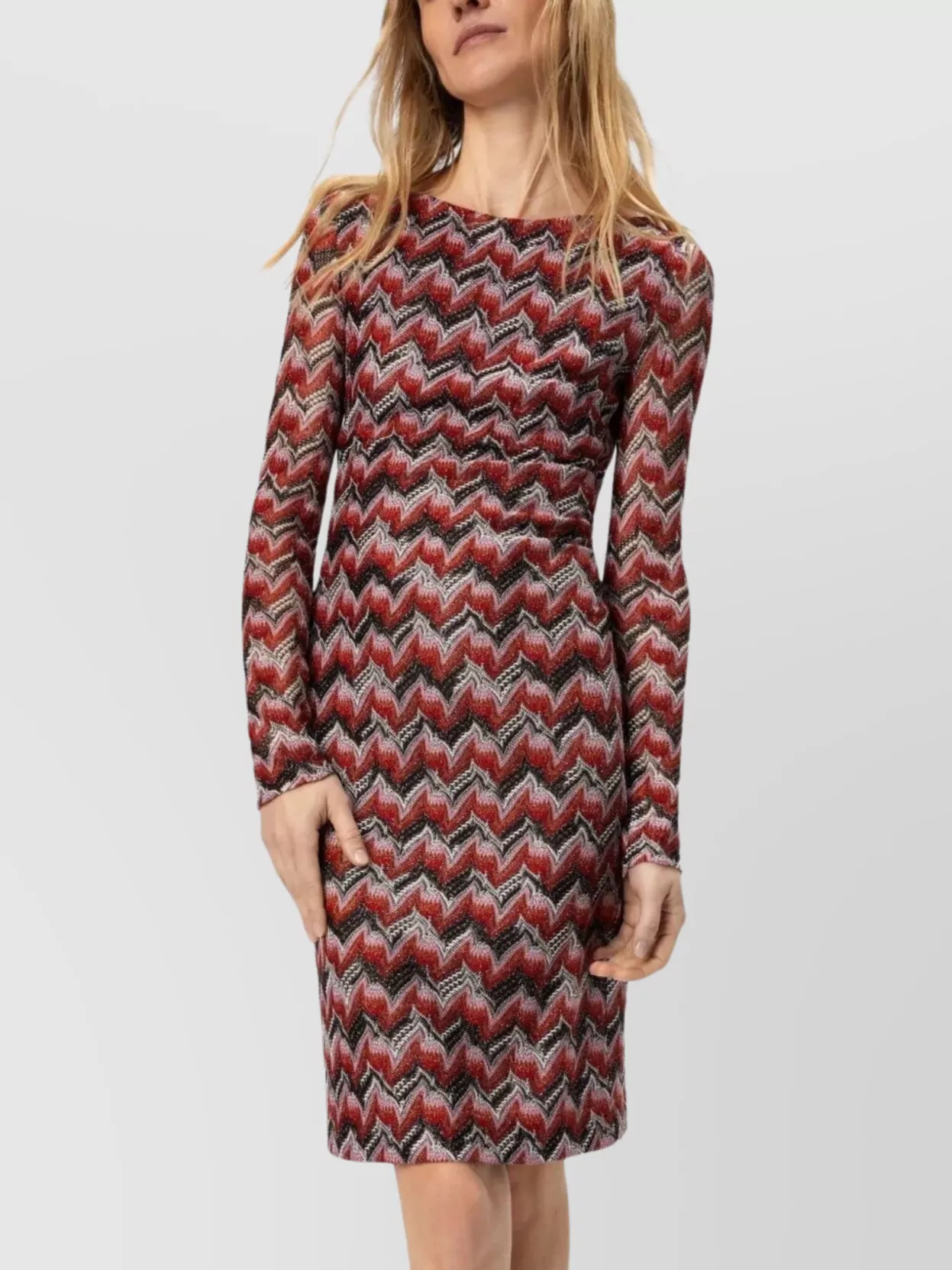 Missoni Chevron-pattern Long-sleeve Midi Dress In Multi