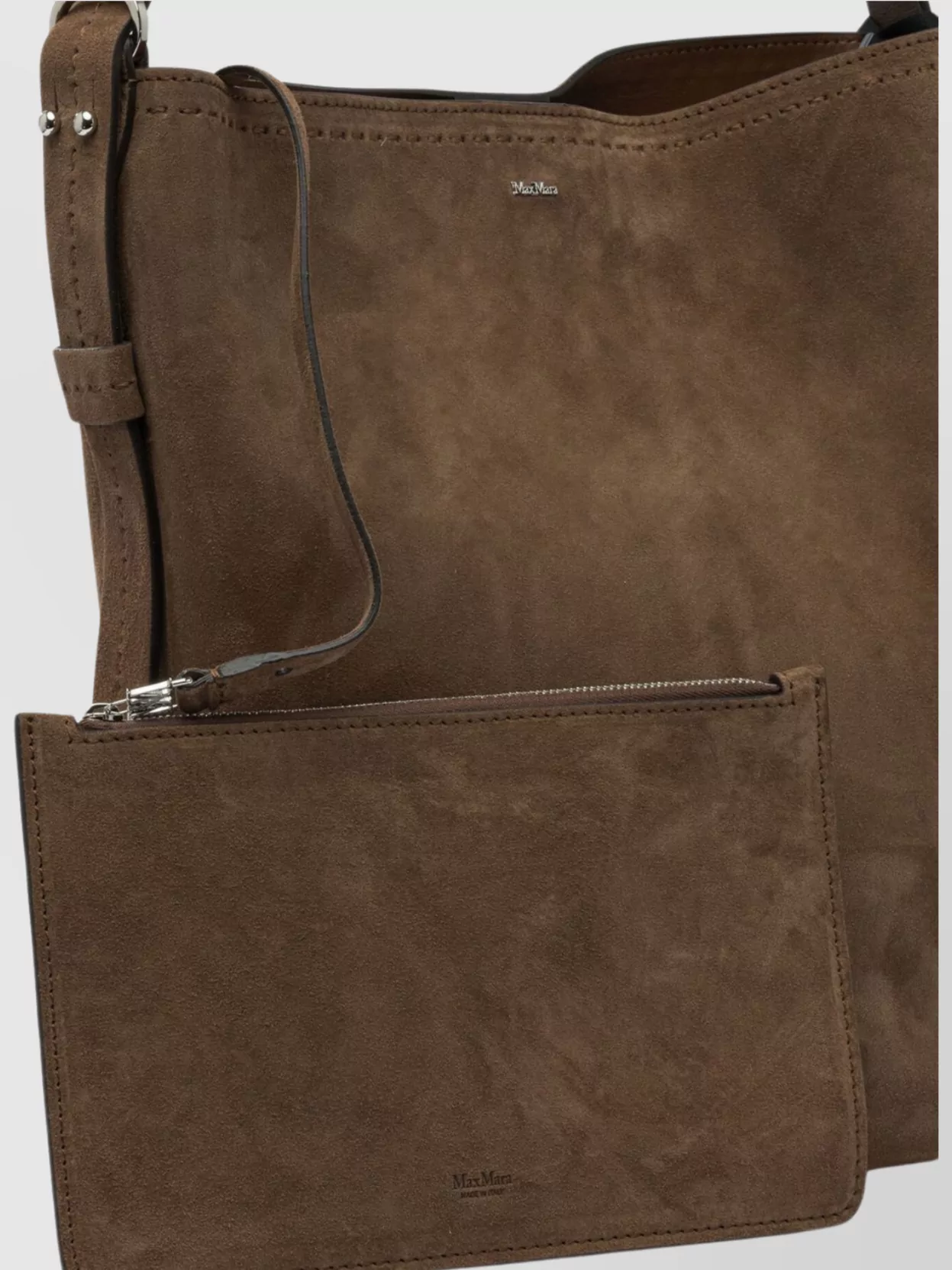Max Mara Suede Finish Shoulder Bag With Adjustable Strap