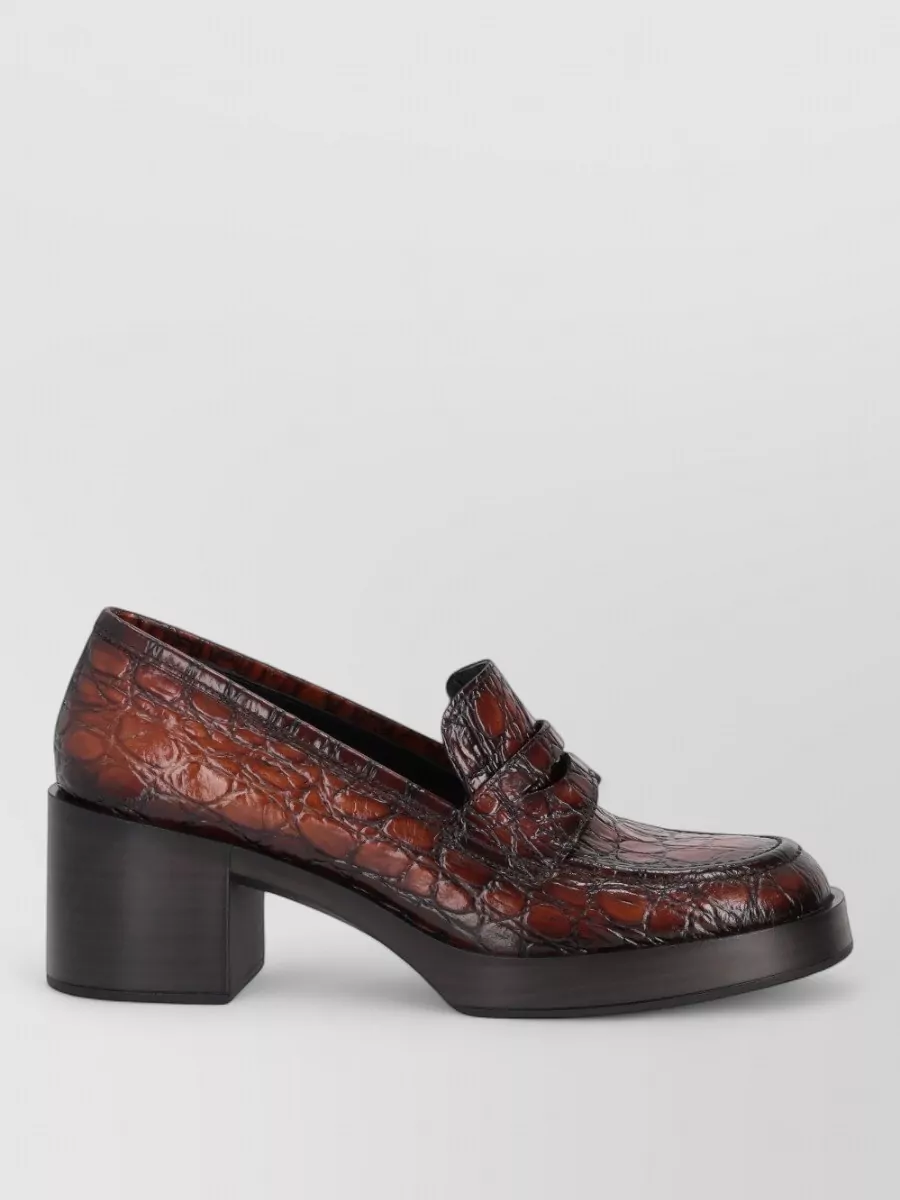 La Rose Croc-Effect Loafers
