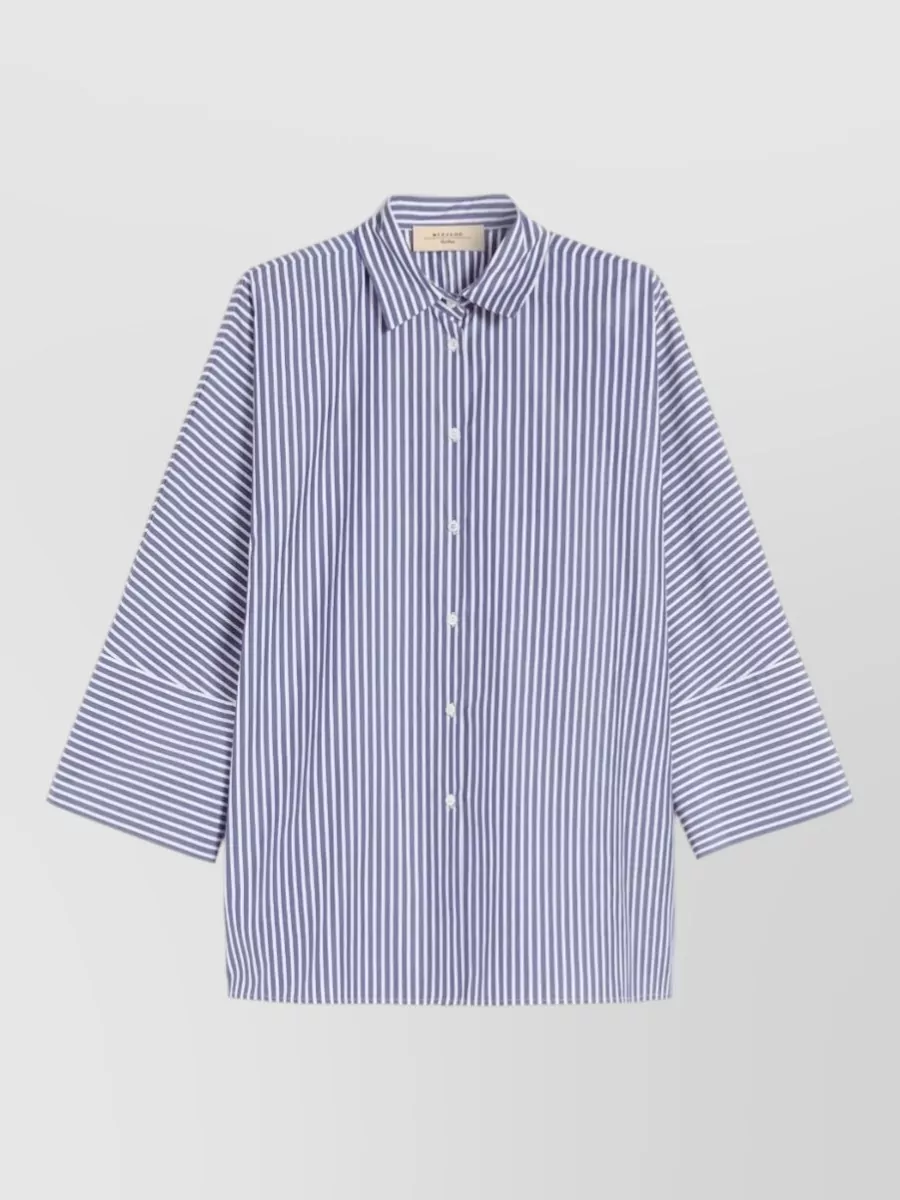 Weekend Max Mara Cotton Oversized 3/4-Sleeve Shirt