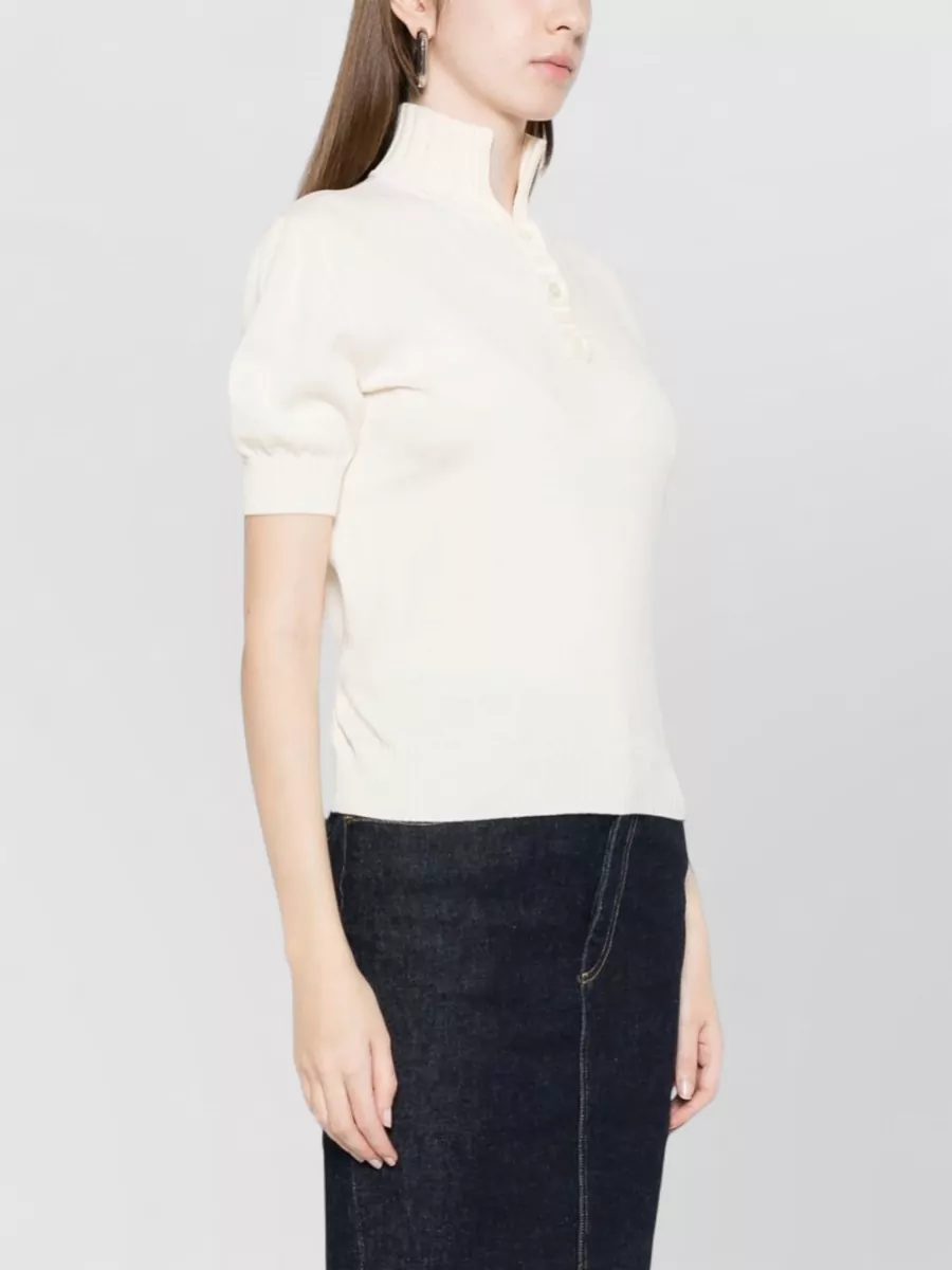 Moschino Short-Sleeve Crewneck Knitted Top