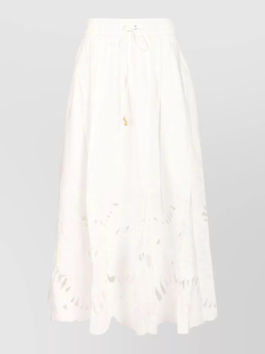 Zimmermann embroidered cutout cotton midi skirt