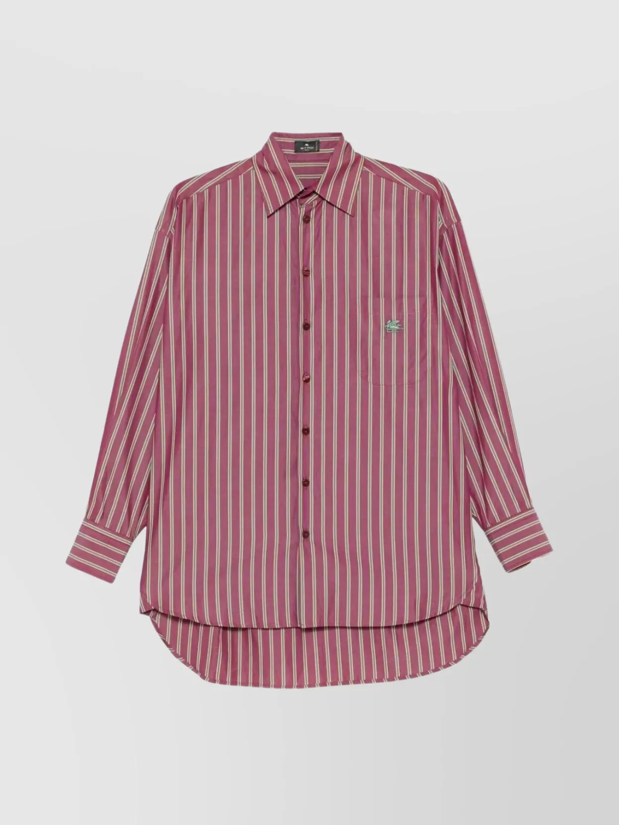 Etro Striped Cotton Shirt Long Sleeves In Red