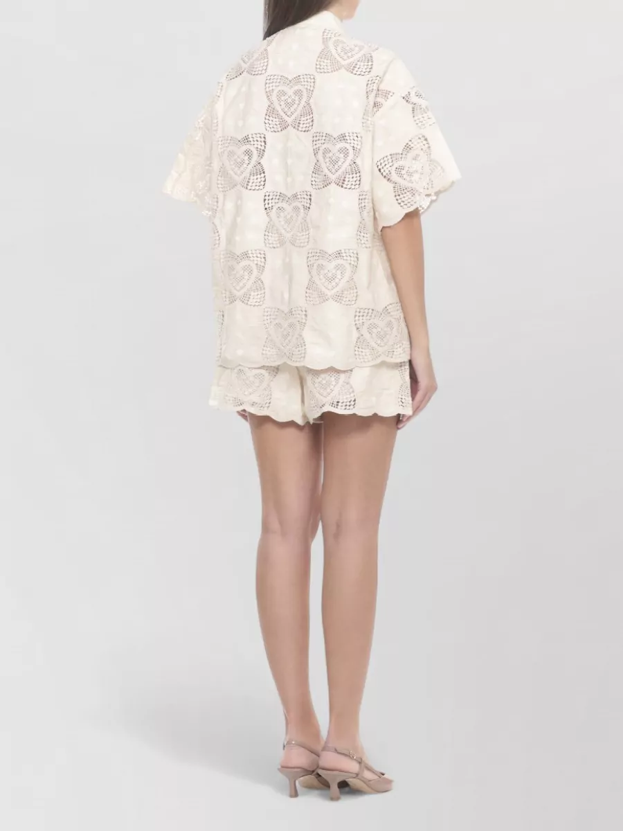 Zimmermann Lace Short-Sleeve Blouse