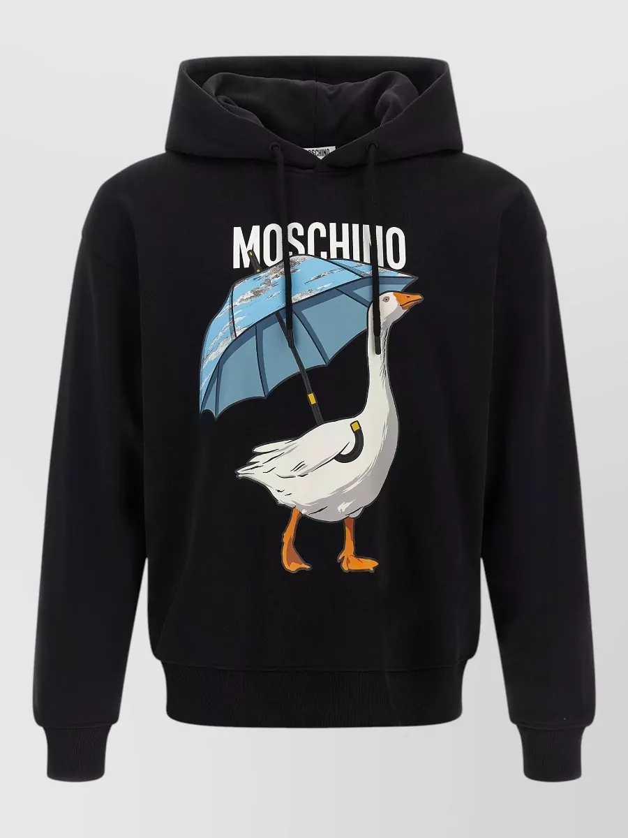 Moschino cotton goose print hoodie
