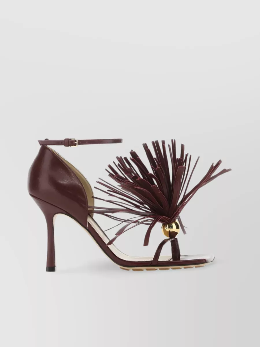 Shop Bottega Veneta Stretch Sandals With Square Toe And Stiletto Heel In Brown