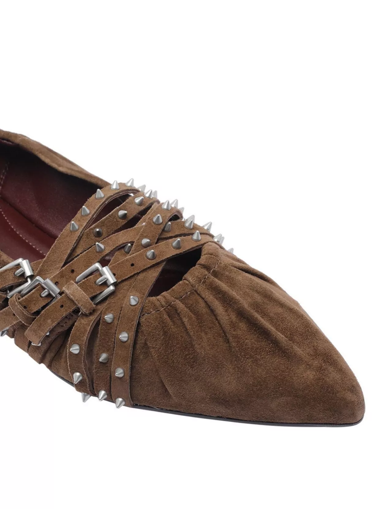 Ash Buckled Pointed Toe Ballerina Shoes