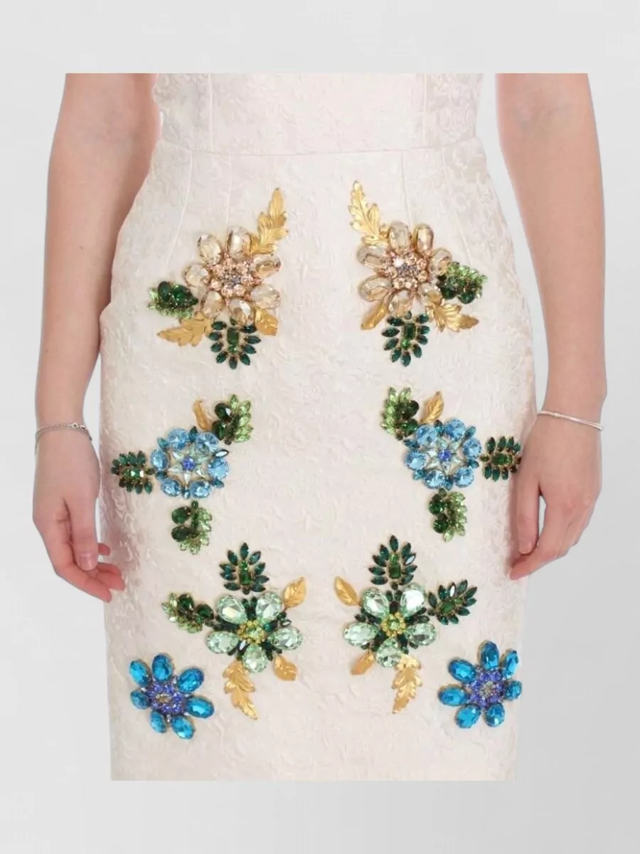 Dolce&Gabbana Silk Sleeveless Floral Brocade Knee-Length Dress