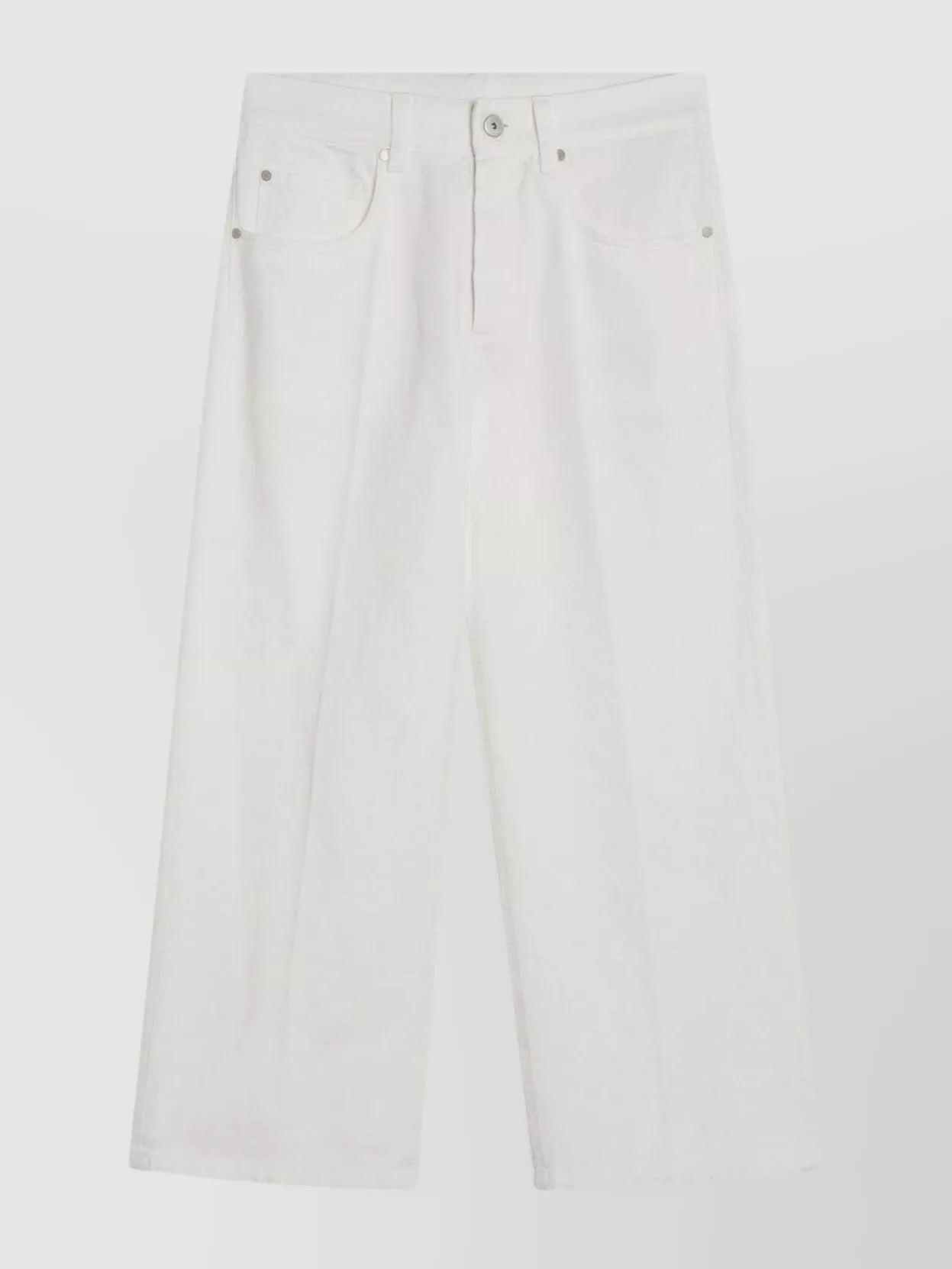 Brunello Cucinelli Wide Leg Cotton Trousers In White