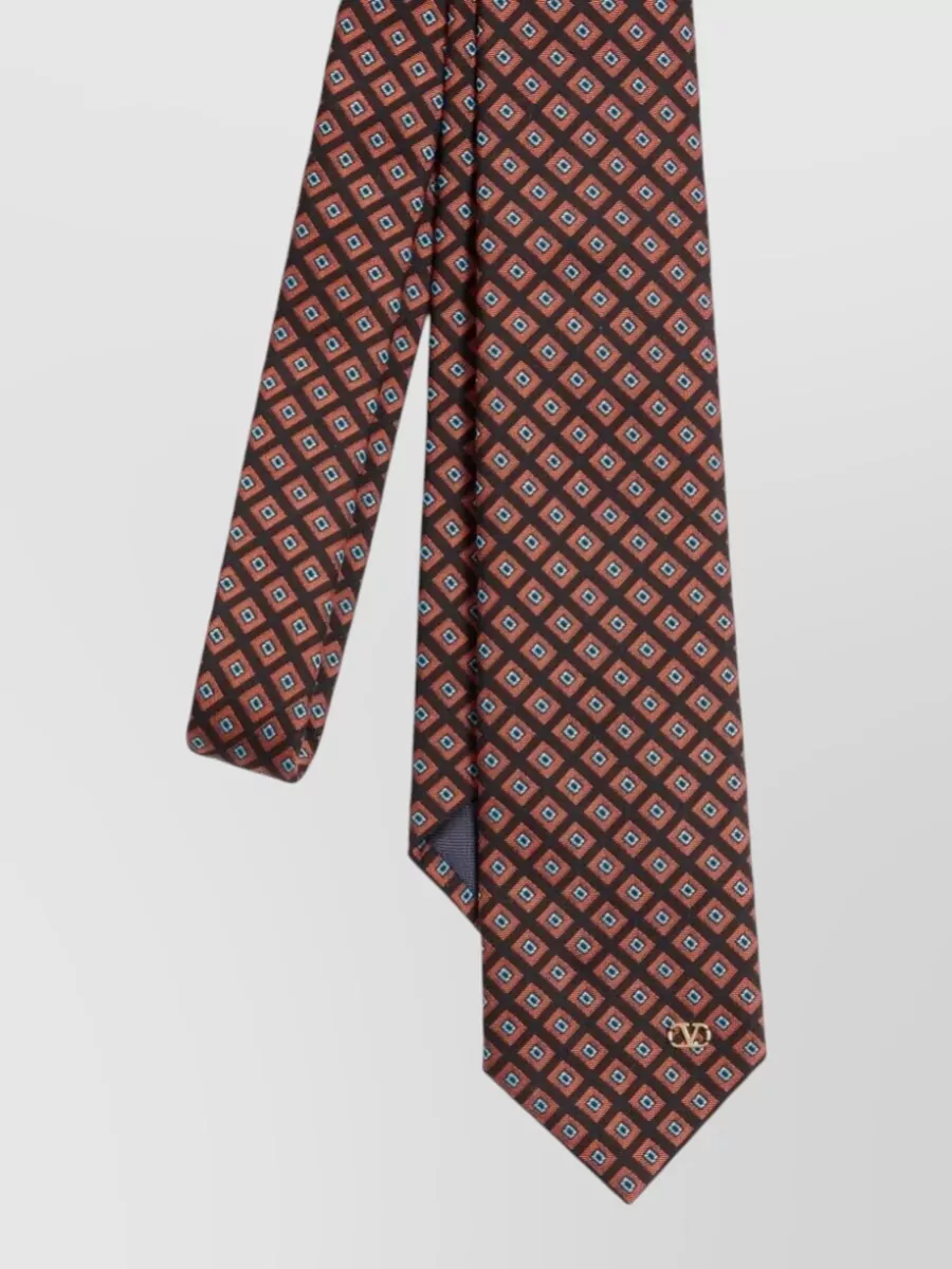 Valentino Garavani Cotton Jacquard Tie Chamber Pattern Vlogo