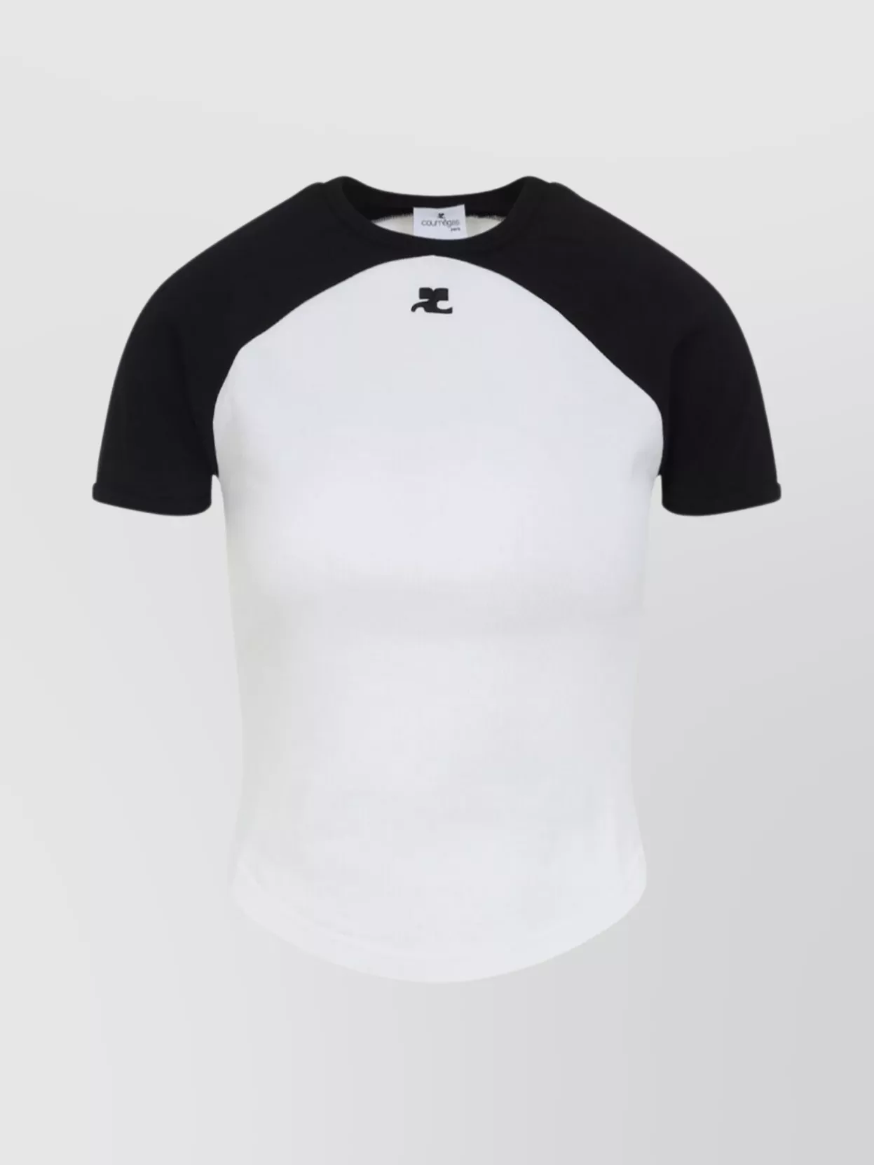 Courrèges Circle Contrast Cotton Jersey T-shirt In Black