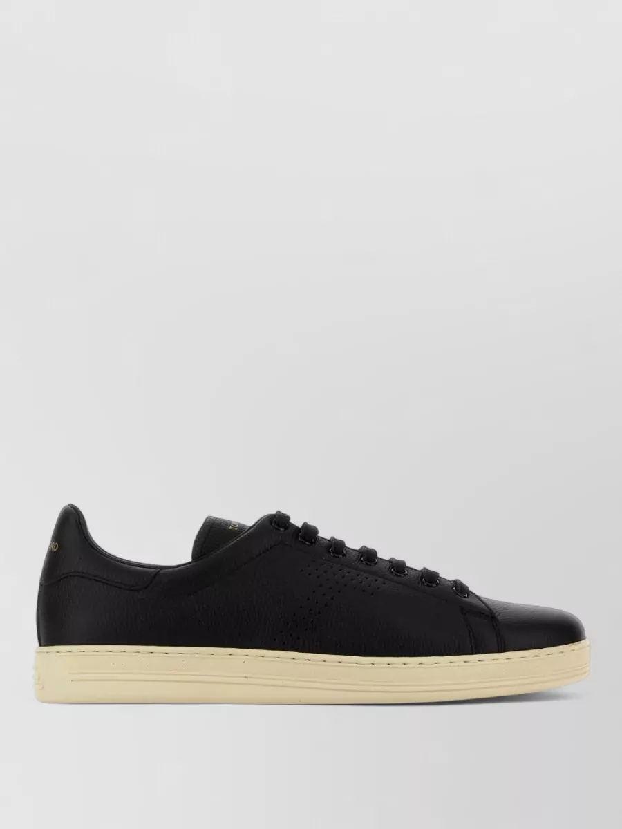 Tom Ford Warwick Leather Sneakers Perforated Contrast Sole