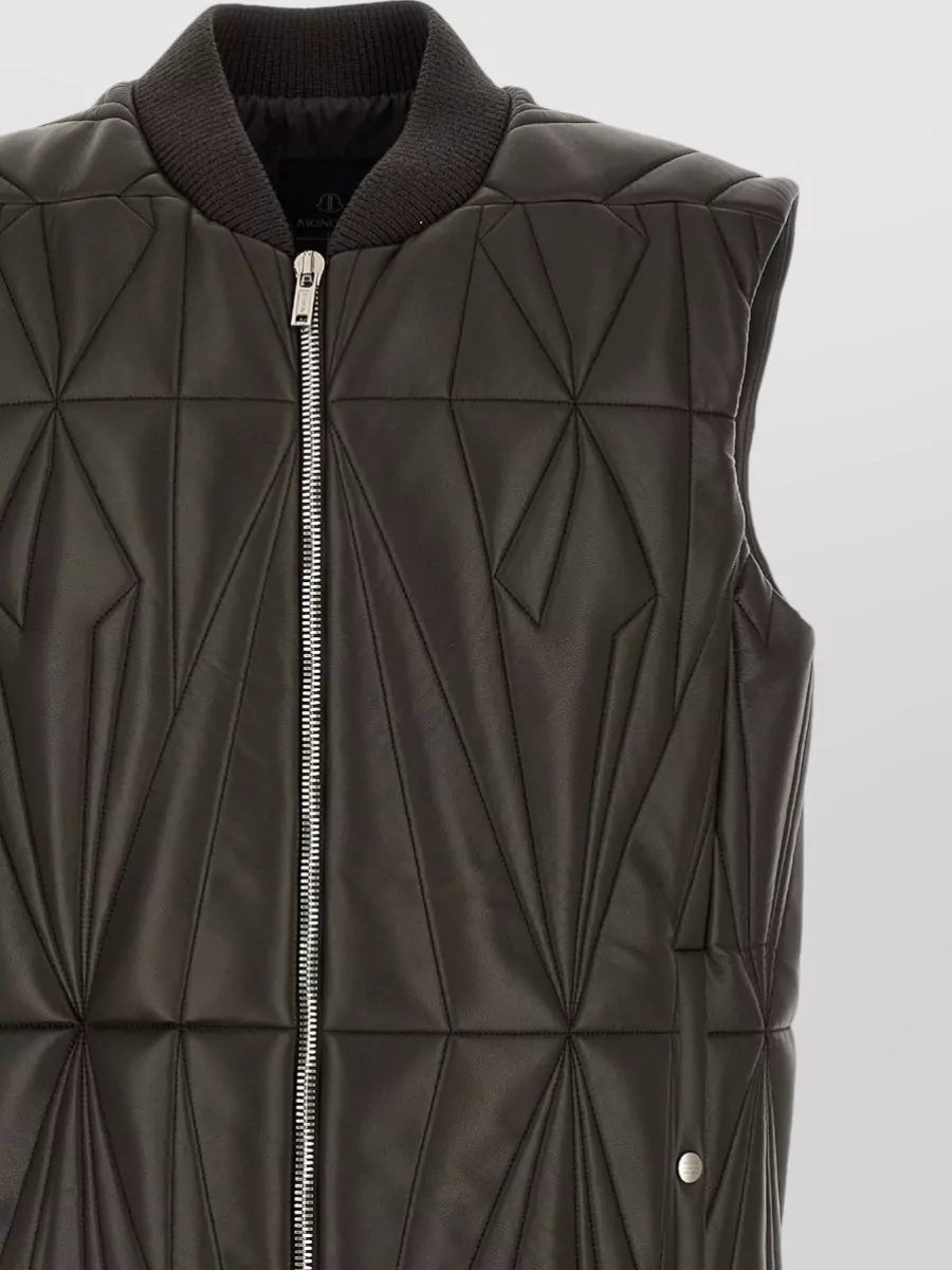 Rick Owens Leather Quilted High Neck Vest