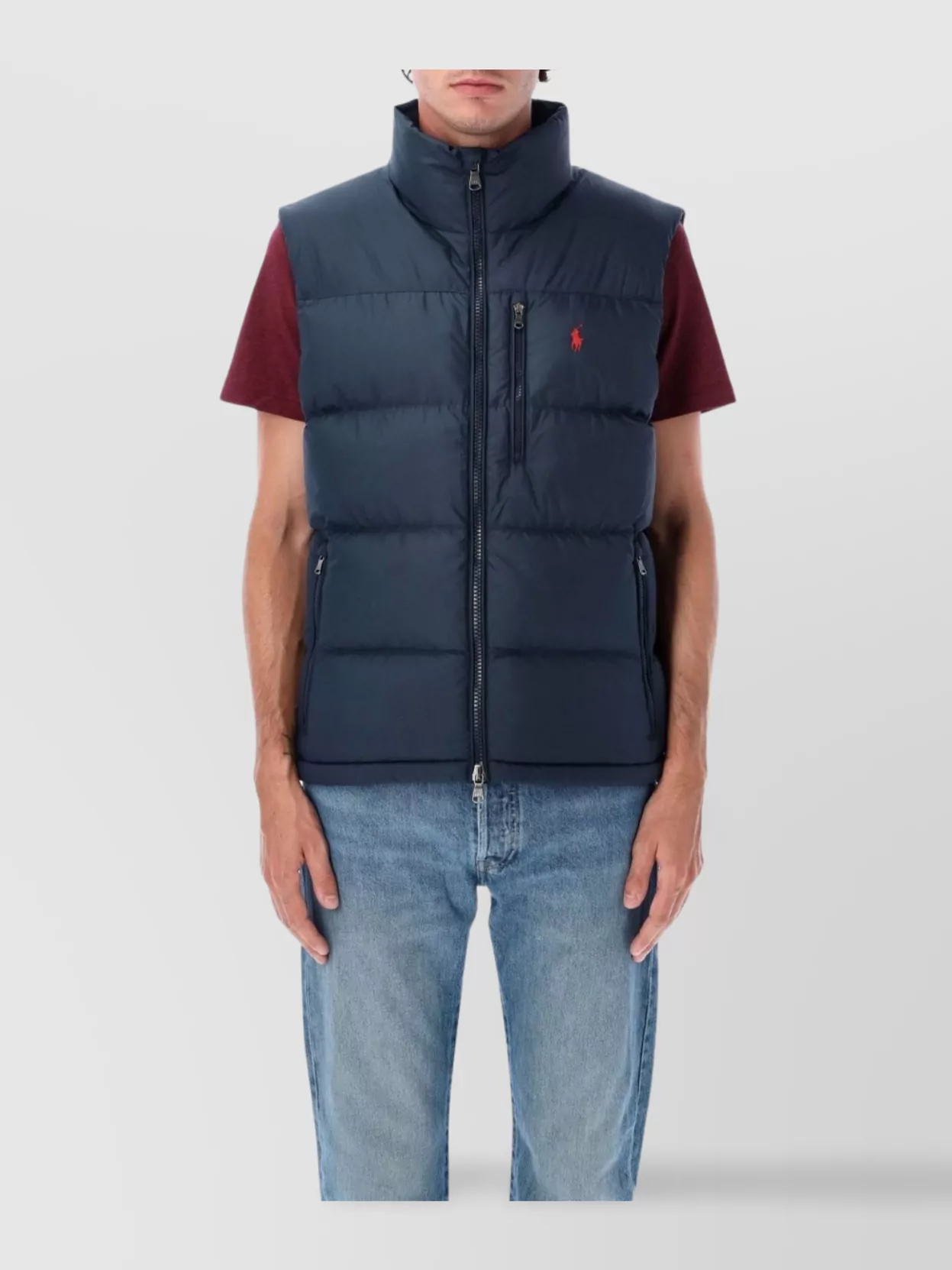 Polo Ralph Lauren Mens Annual Core Padded Regular-fit Recycled-polyester-down Gilet Polo Black In Blue