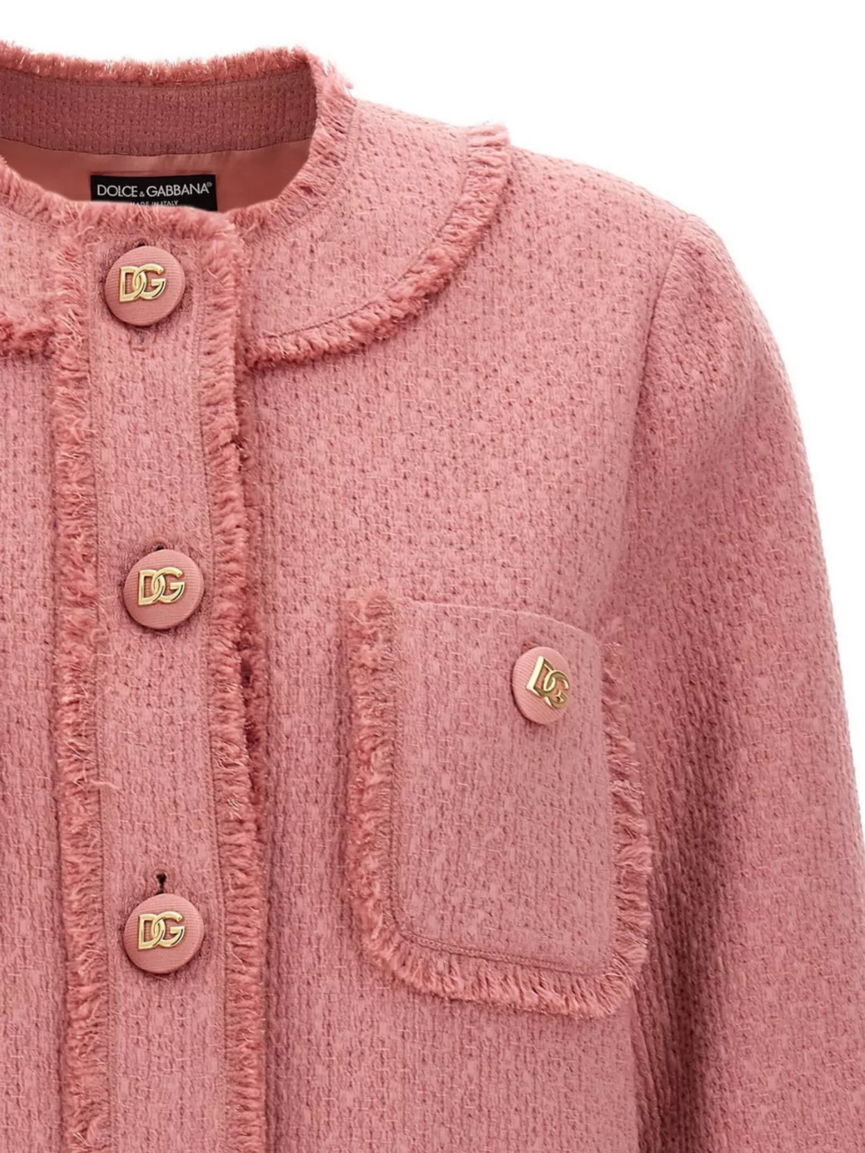 Dolce & Gabbana Rachel Tweed Single-breasted Collarless Jacket