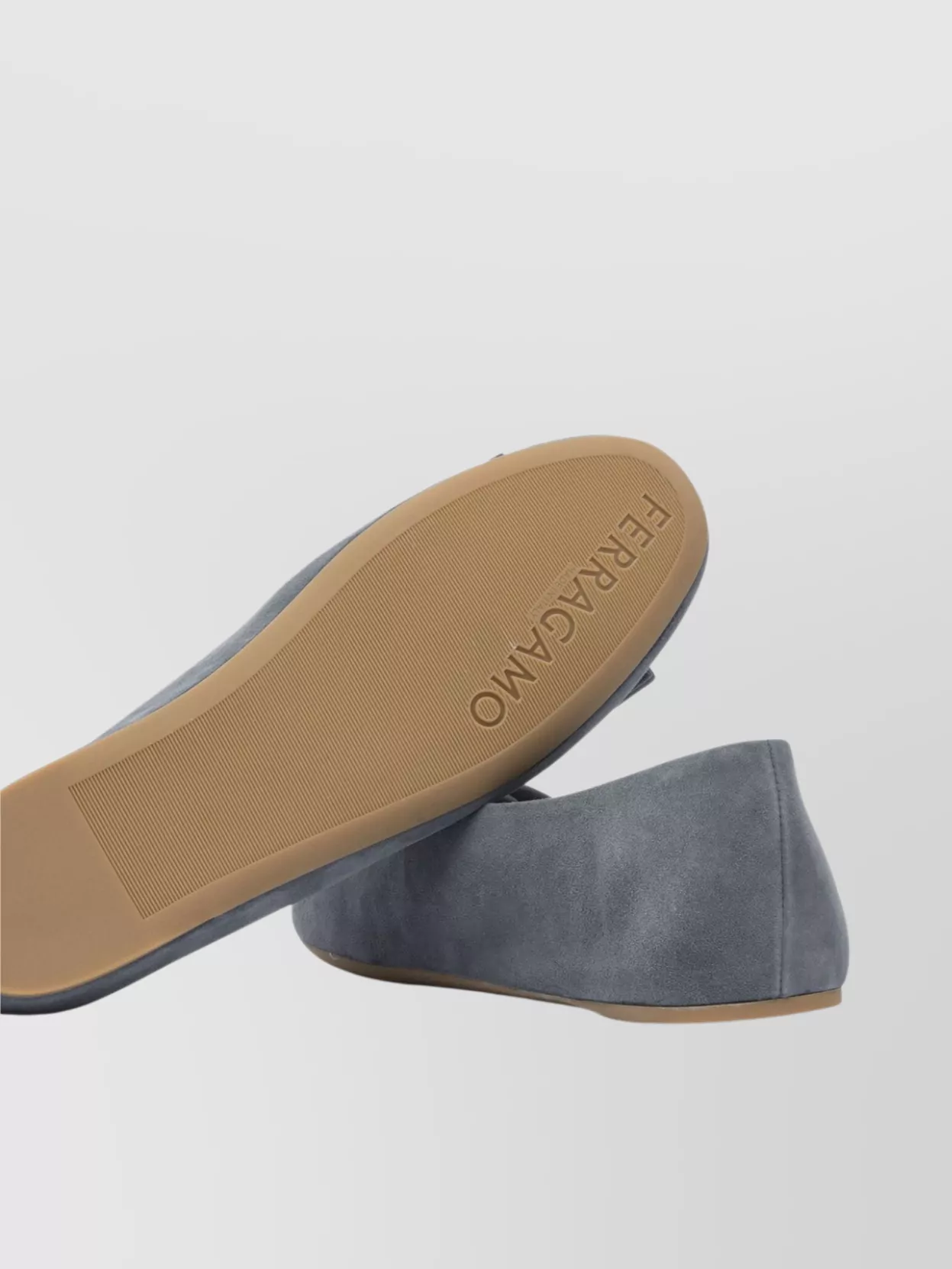 Ferragamo Bow Suede Ballerina Shoes Rubber Sole