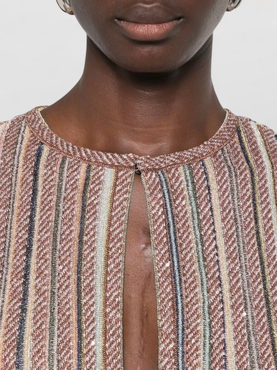 Missoni Metallic Fine-Knit Striped Mini Dress