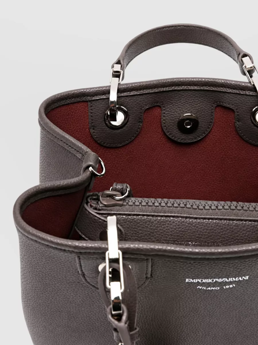 Emporio Armani Grained Logo Print Shoulder Bag