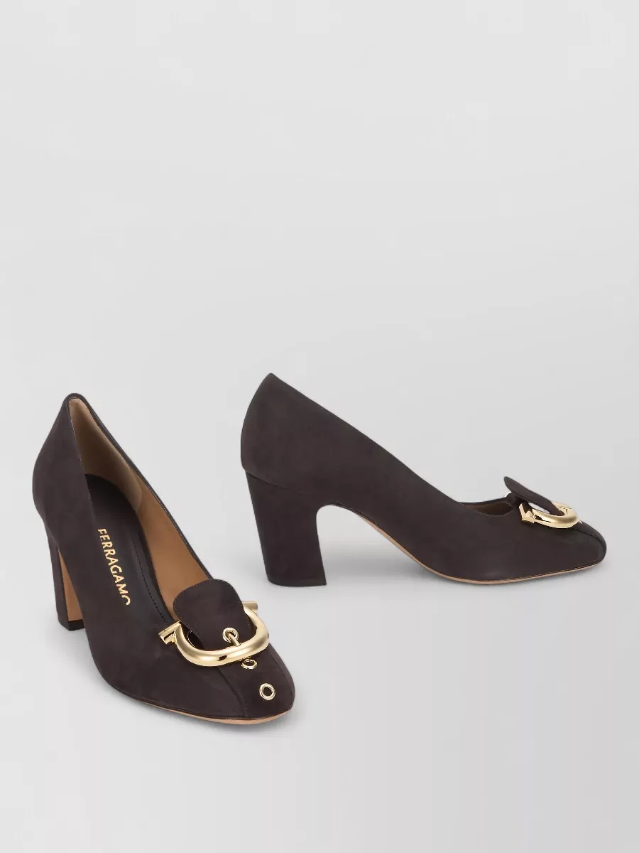 Ferragamo Leather Round-Toe Pumps