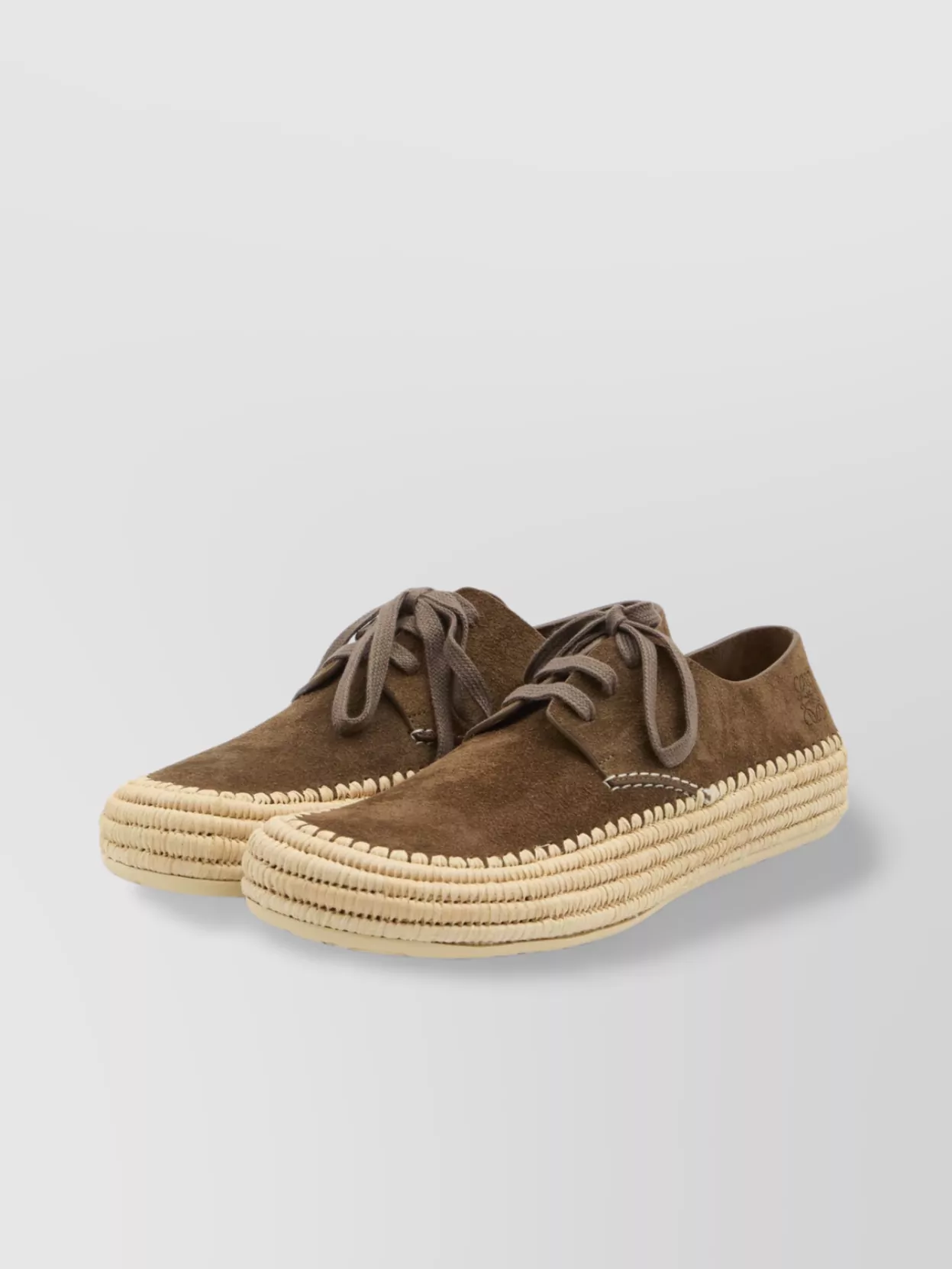 Loewe Lace Up Slippers Raffia Sole